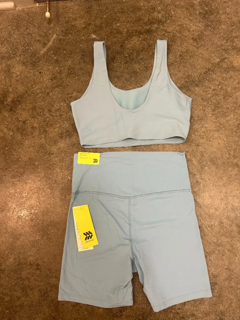 All In Motion Activewear Set Medium Blue Sports Bra Biker Shorts Workout Gym